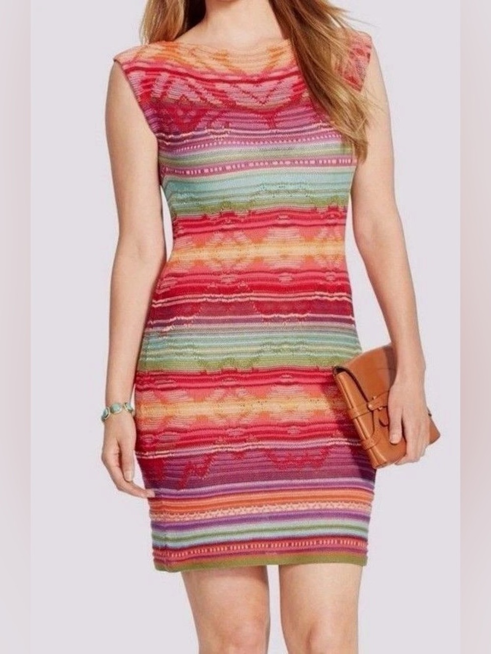 Lauren Ralph Lauren Multicolor Striped Knit Sleeveless Dress